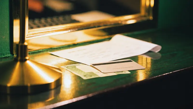 Comprobante de juego en un mostrador de caja